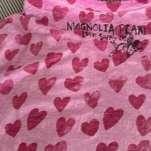 Magnolia Pearl Pink Heart Print hi low T-shirt fabric cotton 💯 percent